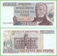 ARGENTÍNA 50000 PESOS ND 1979/1983 P-307(1) UNC UTÓTAG