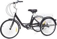 24" 3-kolesový bicykel pre dospelých 8-rýchlostný čierny
