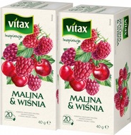 Herbata owocowa Vitax malina i wiśnia 20szt-2g x2