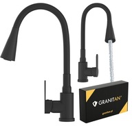 KONYHAI ÁLLÓ CSAPTELEP GRANITAN FLEXO RUGALMAS HAJLÉKONY KIFOLYÓCSŐ FEKETE
