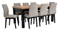 8x beżowe krzesła TAPICEROWANE do salonu ROZKŁADANY stół drewniany boho 2m