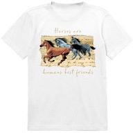 T-SHIRT KOSZULKA KONIE 140 146 JAKOŚĆ JAKOŚĆ