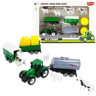 Traktor + poľnohospodárske stroje prívesy farma farmár