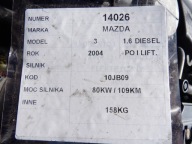 Mazda 3 1,6-109 km engine 10JB09