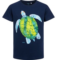 T-shirt chłopięcy Koszulka dziecięca Bawełna 140 Granatowy z żółwiem Endo