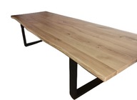 Duży Rodzinny Stół do Jadalni Industrialny z Drewnianym Blatem Dąb 280x90