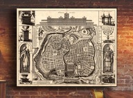 Stará mapa Jeruzalem 1800r. 70x50cm