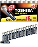 16x BATERIA ALKALICZNA AAA LR03 1,5V TOSHIBA HIGH POWER MULTIPACK