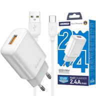 Ładowarka USB 5V 2,4A + Kabel USB na USB-C typ C - Telefon Smartfon Tablet