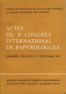 ACTES DU Xe CONGRES INTERNATIONAL DE PAPYROLOGUES