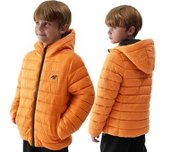 4F Detská páperová bunda s kapucňou oranžová veľkosť 152 cm