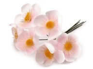Kwiaty materiałowe 6szt. różowe