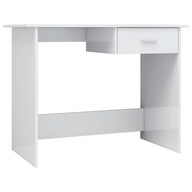 Písací stôl, vysoký lesk, biely, 100x50x76 cm, doska