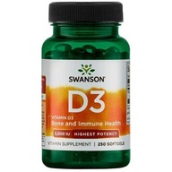 Swanson Vitamín D3 5000IU 250kaps IMUNITA KOSTI