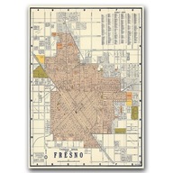 Plagát retro Stará mapa Fresno v Kalifornii 60x85