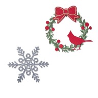 Wykrojnik Thinlits - Sizzix - Wreath & Snowflake, 9 szt.