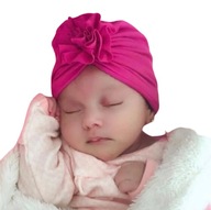 WIOSNA CZAPKA TURBAN z kwiatkiem r. 34-38 0-3 m +GRATIS