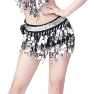 Profesjonalne kostiumy do tańca brzucha Indie Dance Spódnica z chustą na biodra Czarny srebrny
