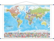 ŚWIAT MAPA ŚCIENNA POLITYCZNA Z FLAGAMI 1:30 000 000 RURKI PCV 2025