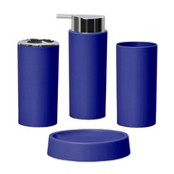 4-dielna súprava plastových kúpeľňových doplnkov pre modrú