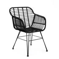Krzesło ogrodowe JARDIN plecione czarne 56x42x82