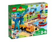 LEGO Duplo 10875 - Pociąg towarowy - W zestawie Dźwig Port Łódka 2+