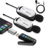 Bezdrôtový klopový mikrofón pre iPhone, Android telefóny a kamery s klipom