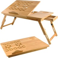 Konferenčný stolík pod notebook Bambusový k posteli Podnos Skladací stojan Nastaviteľný