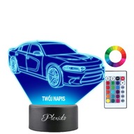 Lampka Nocna Samochód Dodge Charger 2019 Twój Napis Grawer Prezent 3D LED