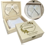 FÁBÓL KÉSZÜLT KERESZTELŐ RUHA DOBOZ GRAVÍROZOTT ÖKO AJÁNDÉK AJÁNDÉKTÁRGY