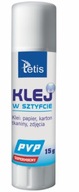 Klej szkolny w sztyfcie 15g bezbarwny PVP SUPERMOCNY Tetis