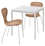 IKEA MELLTORP ALVSTA Stôl a 2 ratanové stoličky 75x75