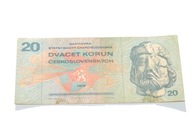 Stary banknot 20 koron Czechosłowacja 1970 antyk