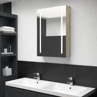 Kúpeľňová skrinka so zrkadlom a LED farba dub 50x13x70 cm