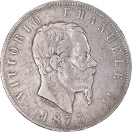 Moneta, Włochy, Vittorio Emanuele II, 5 Lire, 1873