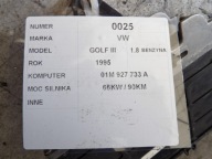 Volkswagen Golf III computer, control unit 01M927733A 5DG007651-01 HL0