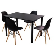 Zestaw stół Lugano 120x80 czarny 4 krzesła Milano czarne
