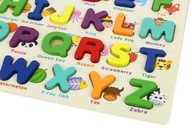 Klocki Drewniane Edukacyjne Alfabet Układanka Puzzle Literki 26 elementów