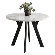 Okrúhly rozkladací stôl VOLTA čierny biely lesk