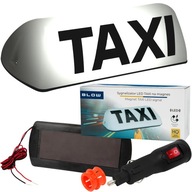 KOHÚT TAXI NA MAGNET SIGNALIZÁTOR LAMPA BIELA 12V + Zástrčka zapaľovača Blow 96-805#