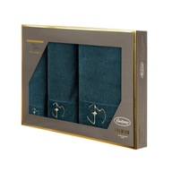 Komplet ręczników w pudełku 3 szt. Gaja zielony ciemny 550 g/m2