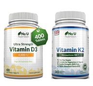 Originálny Nu Vitamín D3 4000IU 400 tabliet+K2 MK7 200mcg 365 tabliet