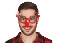 Okulary czerwone świąteczne Rogi renifera