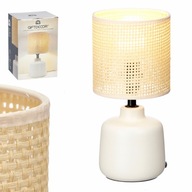ASZTALI ÉJJELI LÁMPA ASZTALI FEHÉR KERÁMIA BÉZS LÁMPABÚRA BOHO HÁLÓSZOBA