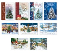 Kartki na Boże Narodzenie z życzeniami z brokatem mix 9 szt. firmowe Z3BT