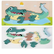 PUZZLE DREWNIANE DLA DZIECI UKŁADANKA 10el. DUŻE 30cm