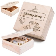 Prezent na DZIEŃ MAMY eleganckie pudełko drewniane na herbatę drobiazgi