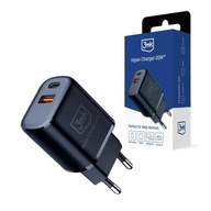 3MK HyperCharger 20W 1xUSB-C + 1xUSB-A ładowarka sieciowa PD/QC czarna/blac