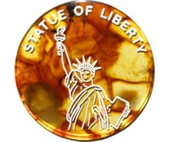 Bursztynowa moneta Statua Wolności Statue of Liberty