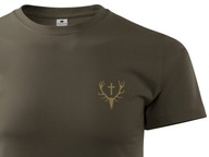 Myśliwska brązowa koszulka T-shirt na polowanie mały nadruk WIENIEC